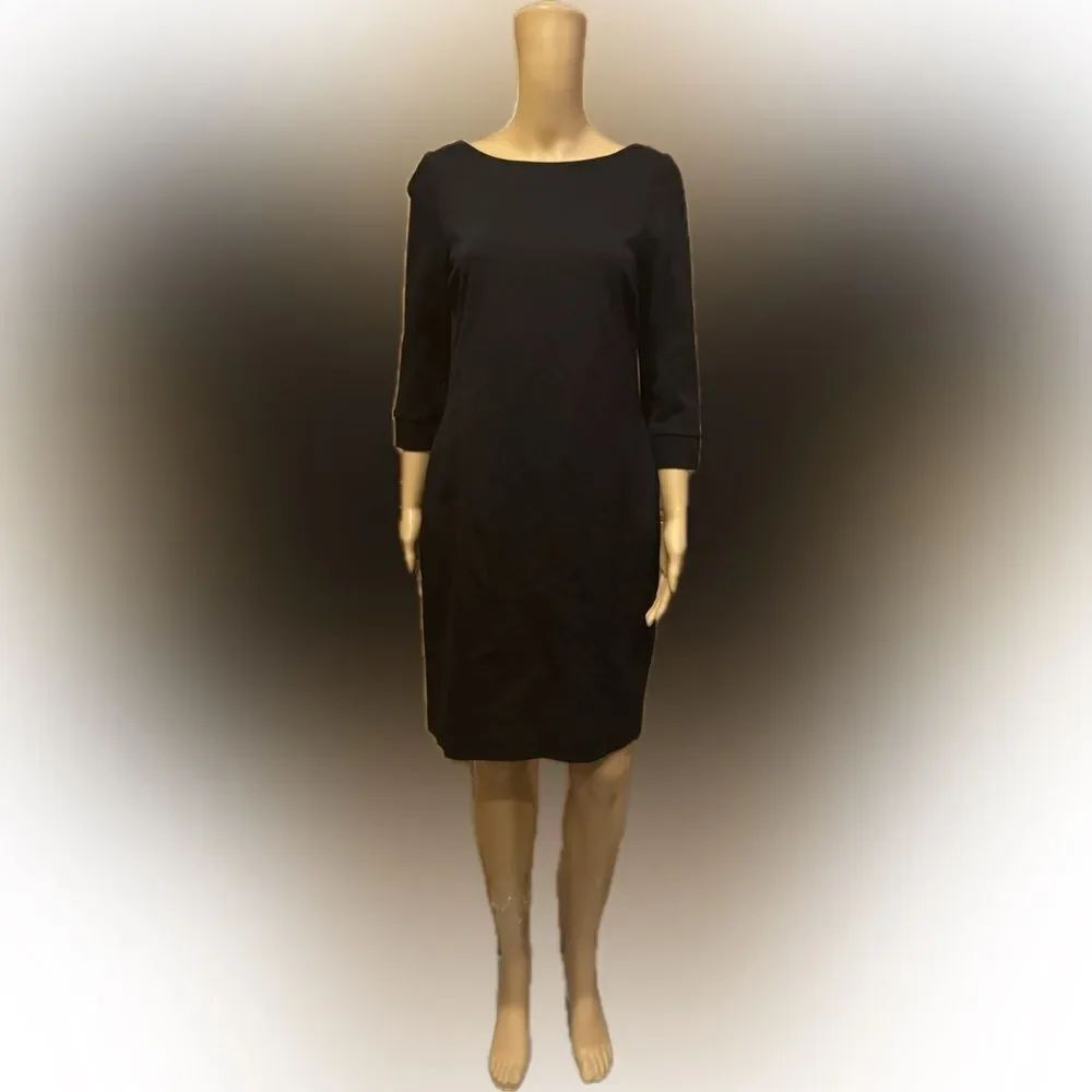 Banana Republic Black Quarter Sleeve Midi Dress with Pockets Sz 6 (no belt)